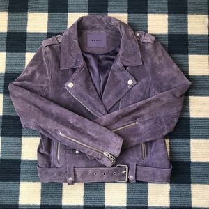 Blank NYC Suede Moto Jacket Lavender Lilac Large